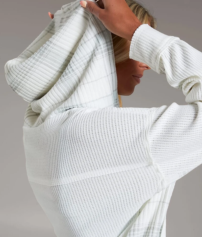 Waffle Knit Boyfriend Hooded Shirt