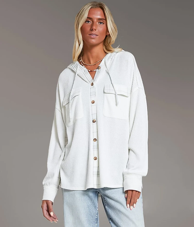 Waffle Knit Boyfriend Hooded Shirt