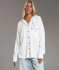 Waffle Knit Boyfriend Hooded Shirt