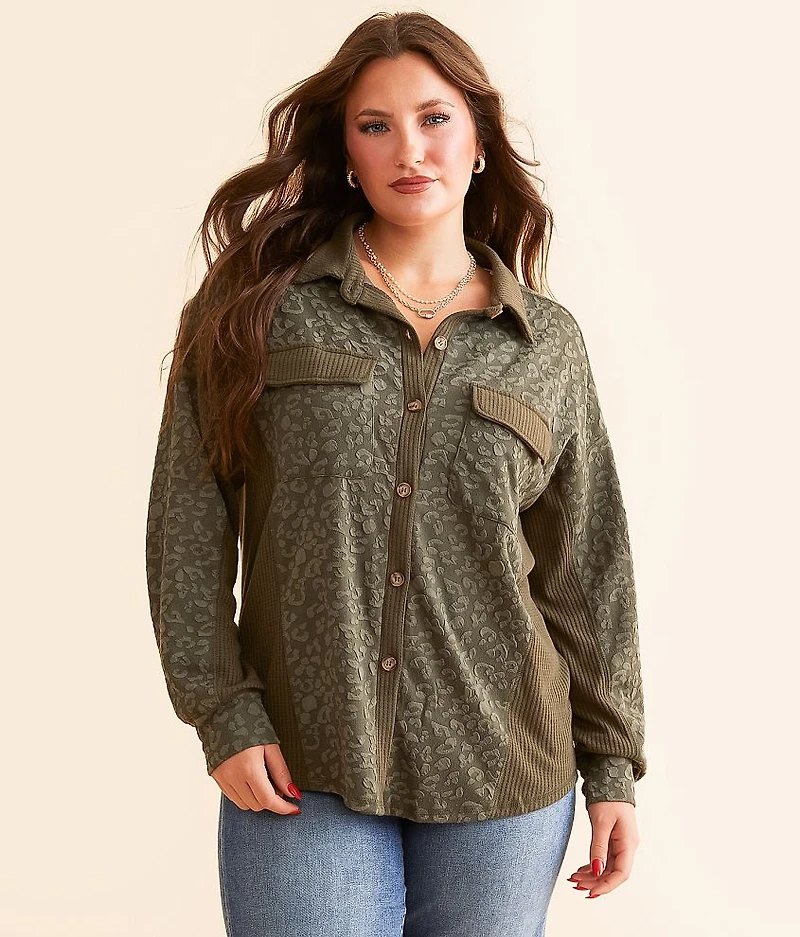 Pieced Waffle Knit Shirt