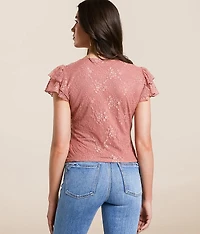 Floral Lace Flutter Top
