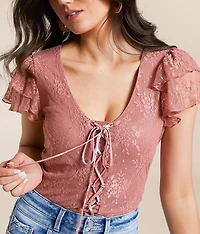Floral Lace Flutter Top