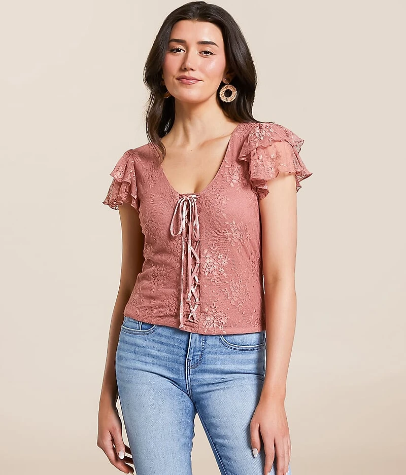 Floral Lace Flutter Top