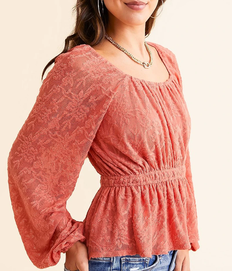 Textured Peplum Top