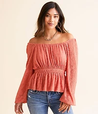 Textured Peplum Top