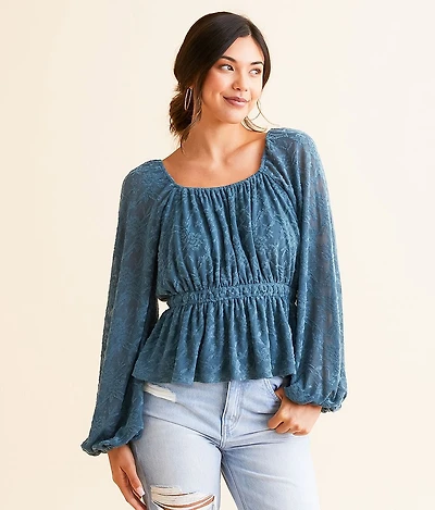 Textured Peplum Top