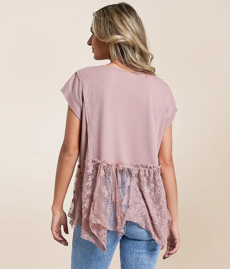 Babydoll Peplum Lace Top