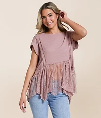 Babydoll Peplum Lace Top