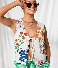 Post Card Floral Vest