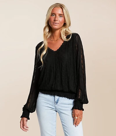 Lace Double V-Neck Top