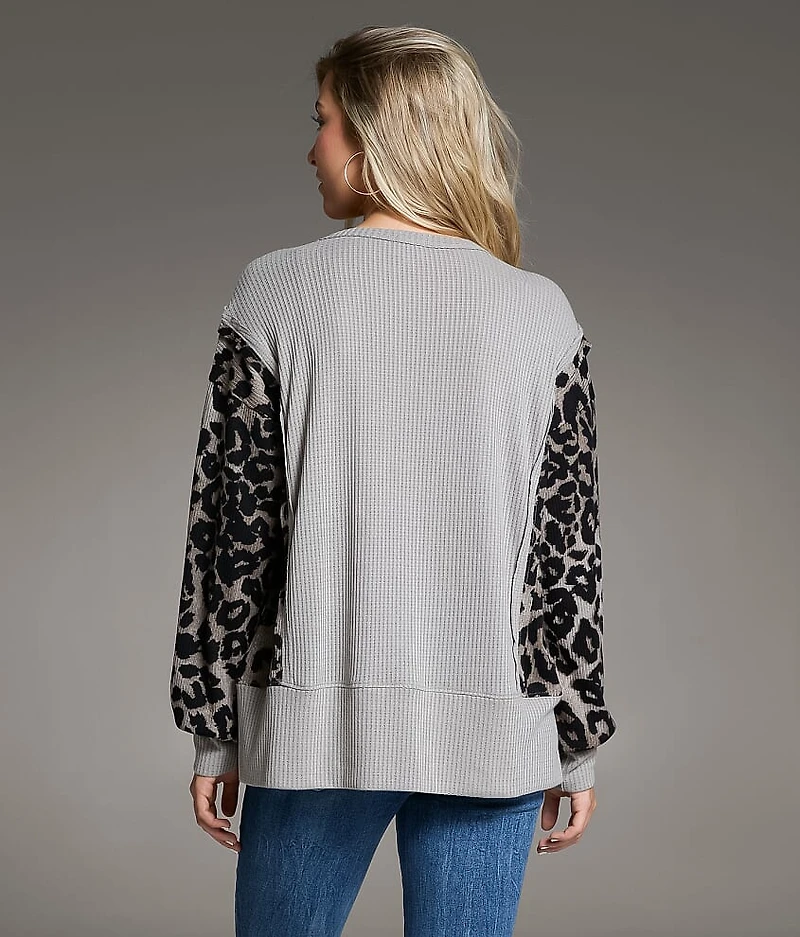Pieced Cheetah Print Top