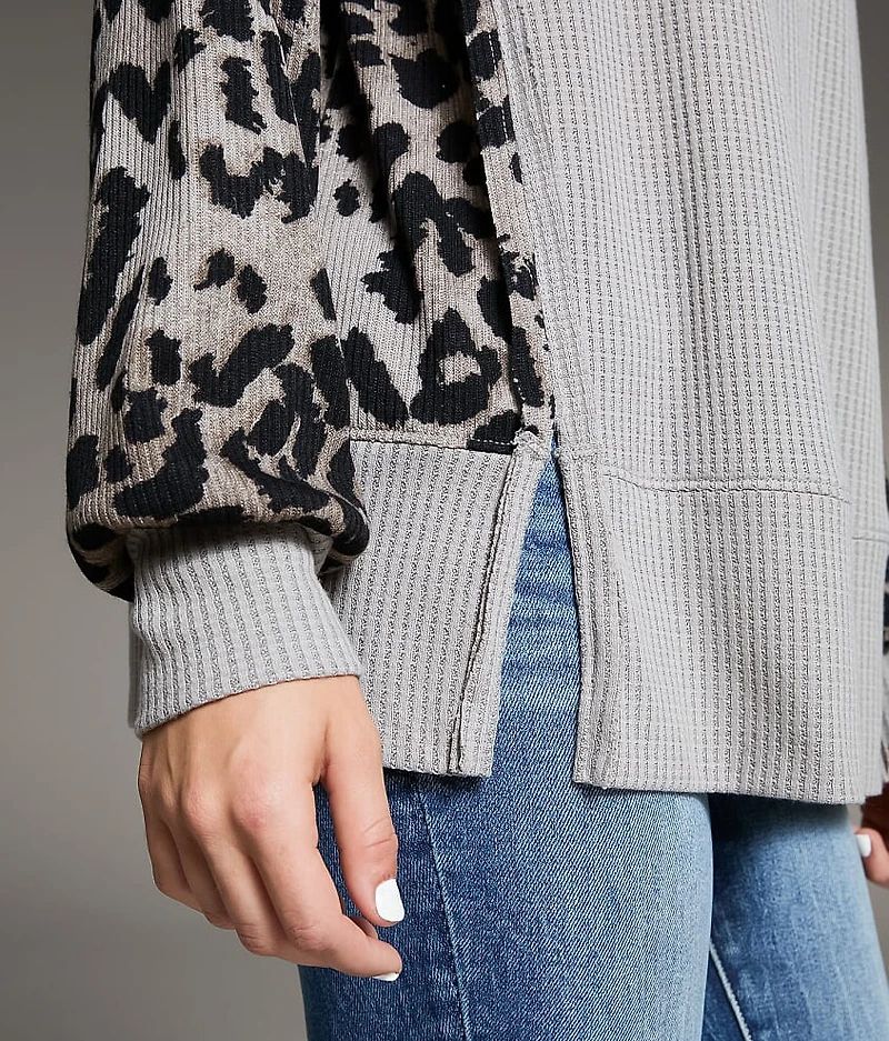 Pieced Cheetah Print Top