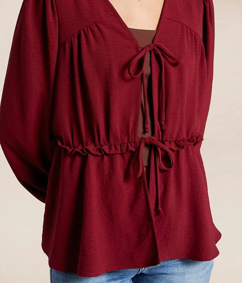 Ruffle Front Tie Top