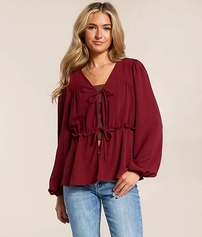 Ruffle Front Tie Top