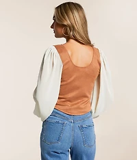 Faux Suede Cropped Top