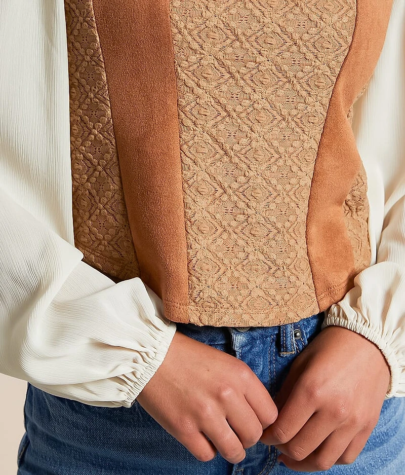 Faux Suede Cropped Top