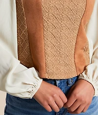 Faux Suede Cropped Top