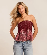 Eyelash Lace Overlay Tube Top