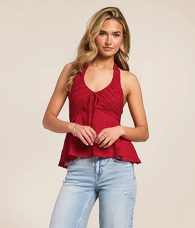 Flowy Lace Halter Tank Top