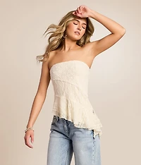 Asymmetrical Lace Tube Top