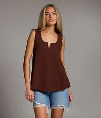 Raw Edge Ribbed Tank Top