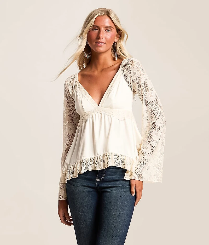 Ruffle Lace Peplum Top