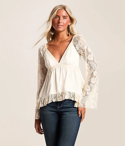 Ruffle Lace Peplum Top