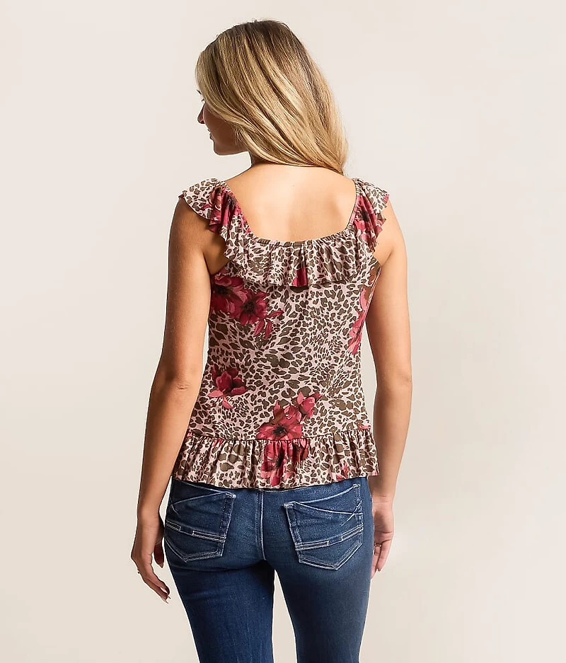 Floral Cheetah Mesh Tank Top