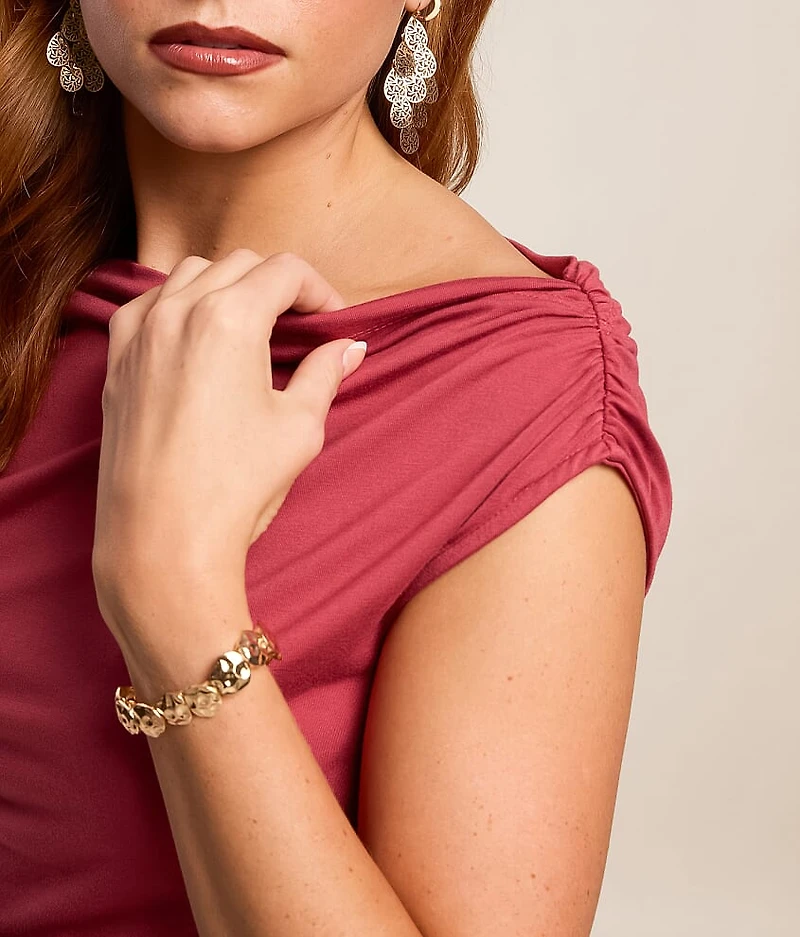 Off The Shoulder Lace Trim Top