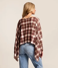 Plaid Poncho With Scarf