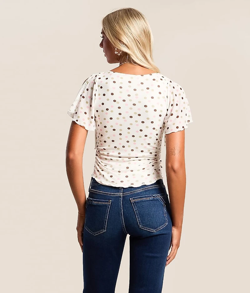 Polka Dot Mesh Top