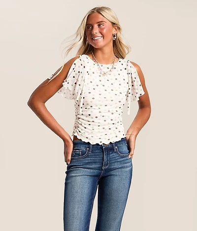 Polka Dot Mesh Top