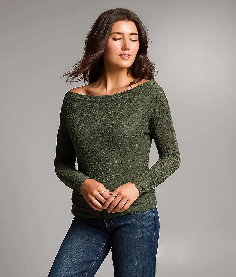Textured Floral Knit Top