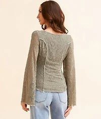 Textured Front Tie Top