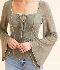 Textured Front Tie Top