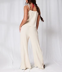 Wide Leg Linen Blend Pant