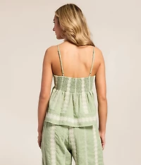 Embroidered Eyelet Peplum Tank Top