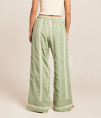 Embroidered Eyelet Wide Leg Beach Pant