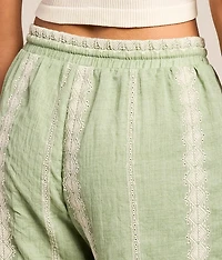 Embroidered Eyelet Wide Leg Beach Pant