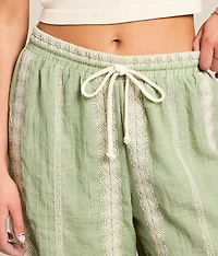 Embroidered Eyelet Wide Leg Beach Pant
