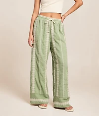 Embroidered Eyelet Wide Leg Beach Pant