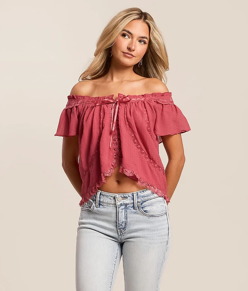 Textured Chiffon Ribbon Top