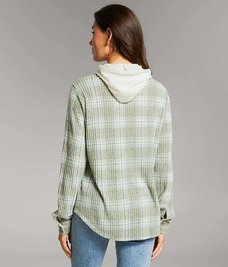 Eased Plaid Hooded Shirt