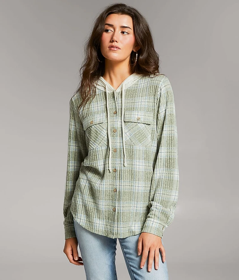 Eased Plaid Hooded Shirt