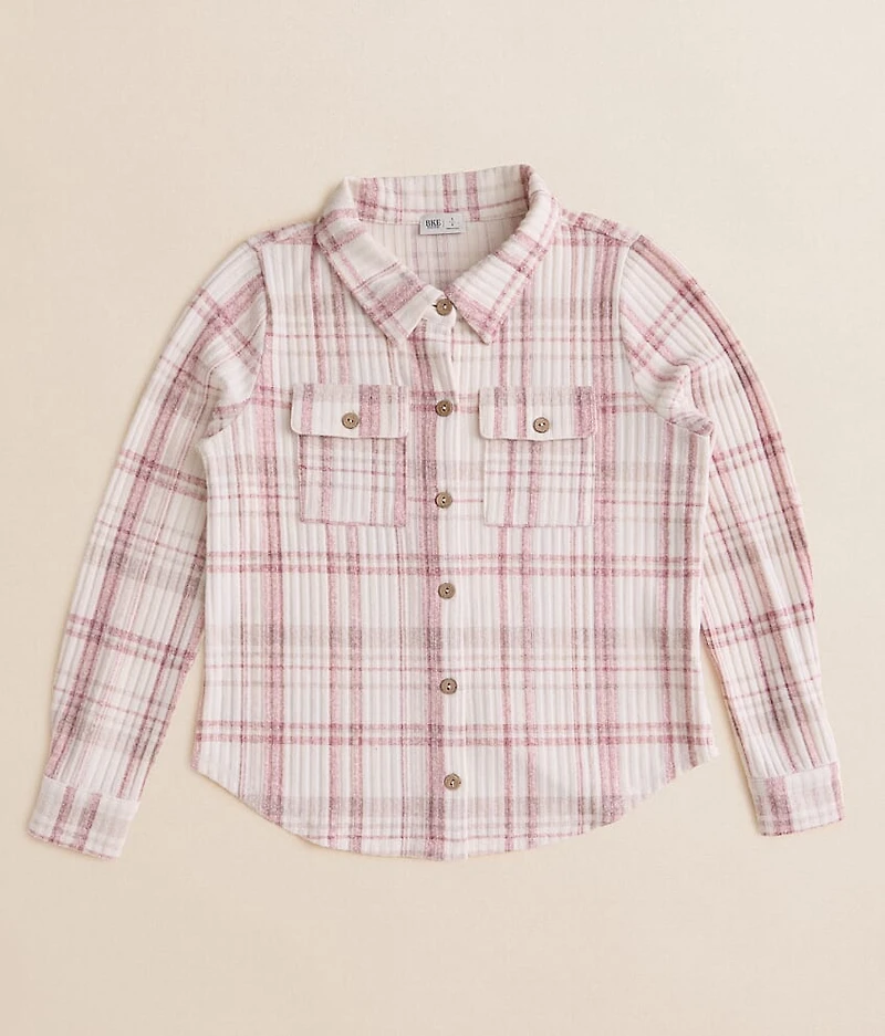 Girls - Brushed Plaid Knit Shirt
