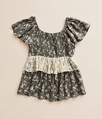 Girls - Ruffle Lace Floral Top