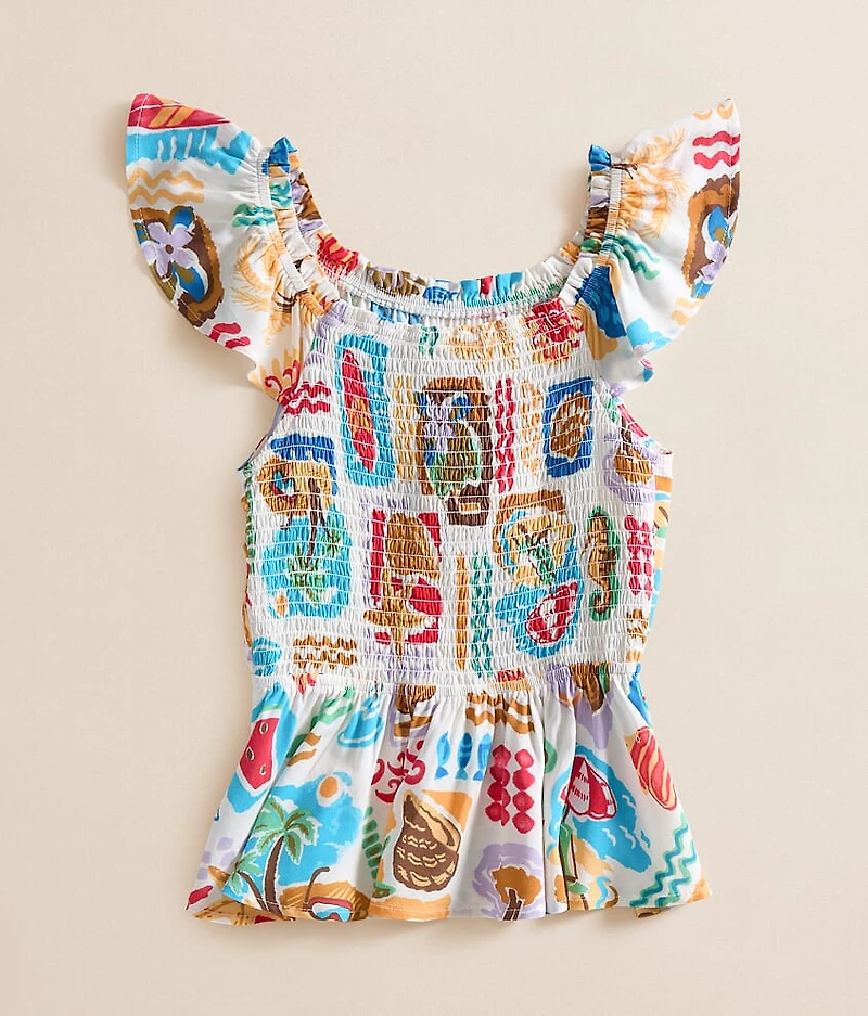 Girls - Tropical Peplum Top