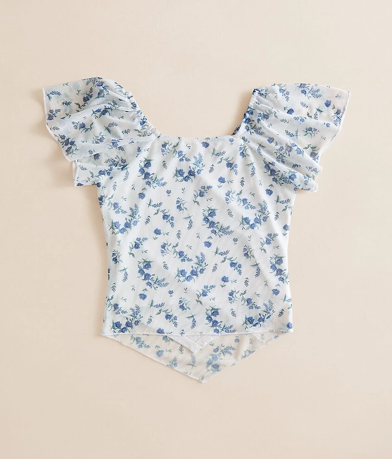 Girls - Floral Mesh Top