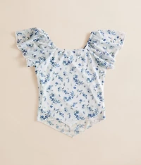 Girls - Floral Mesh Top