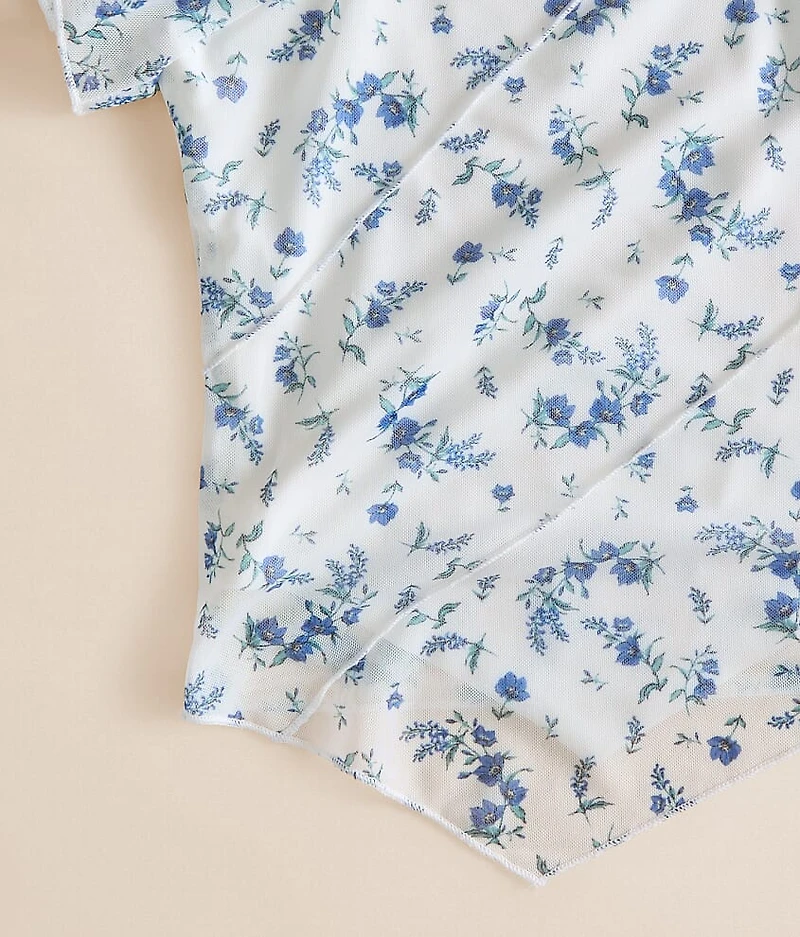 Girls - Floral Mesh Top